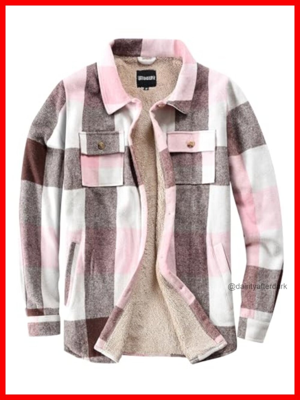 Sherpa Lined Flannel Shirt Jacket Plaid Button Down Coat